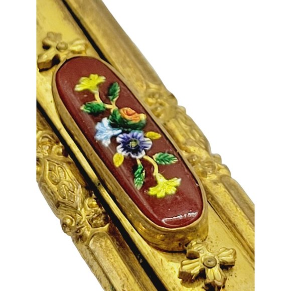 Antique Victorian Shawl w/ Floral Glass Clip (A336) - Picture 3 of 5